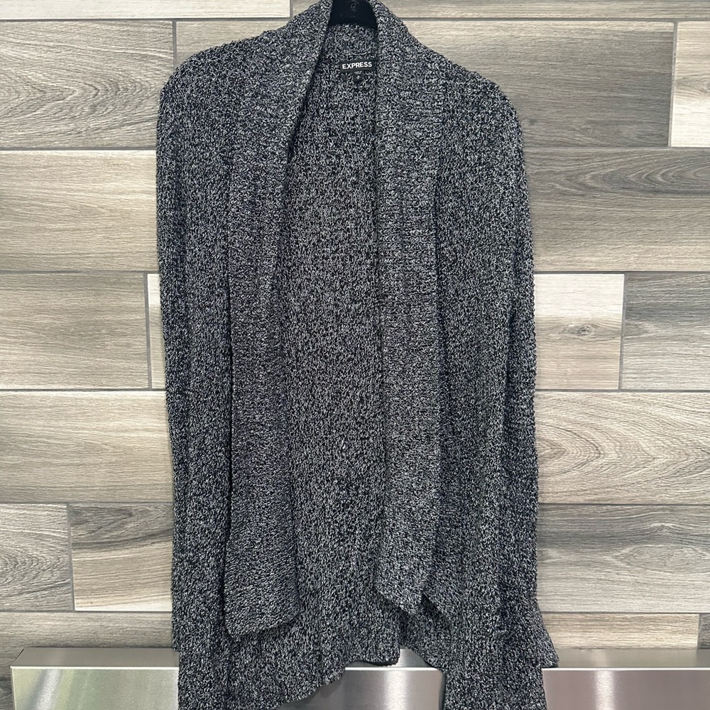 Express Charcoal Open-Front Cardigan